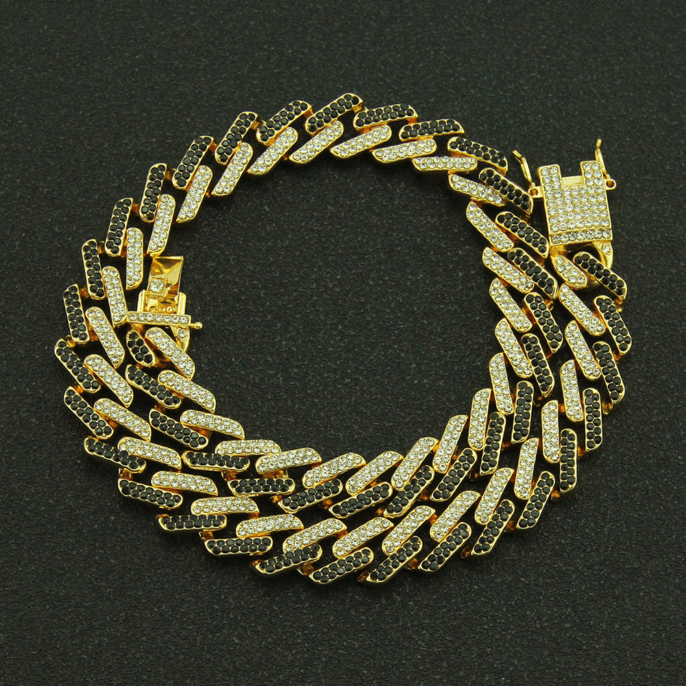  Collier à maillons cubains à combinaison de cristaux polychromatiques Hip Hop