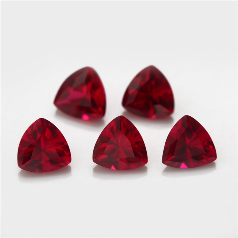 8 # accessoires de bague rubis artificiel triangle de corindon rouge