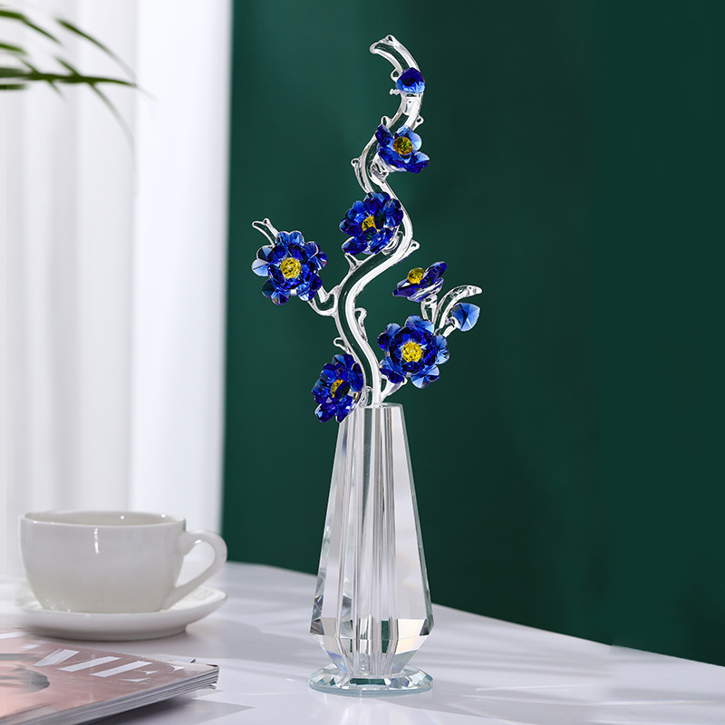 Ensemble d'ornements de fleurs de prunier en cristal transparent Ornements Crystal Crafts