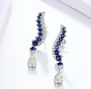 Boucles d'oreilles en argent sterling avec saphir Bijoux en saphir classique de qualité supérieure