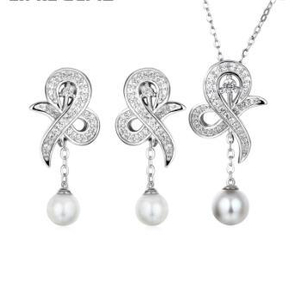 Mode coréenne femmes 925 argent perle pendentif perle d'eau douce boucles d'oreilles ensemble de bijoux exquis