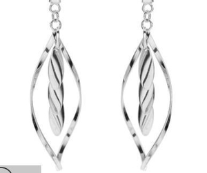 Boucles d'oreilles feuille élégante en argent sterling 925 avec cadre en spirale