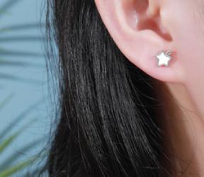 Boucles d'oreilles pour femme en argent sterling 925 plaqué or Simple Little Star