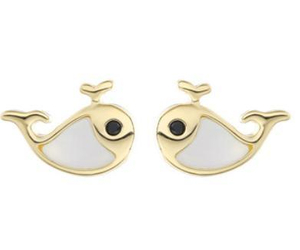 Boucles d'oreilles baleine plaqué argent sterling 925 série Marine Life