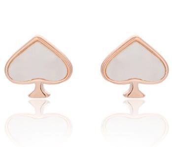 Boucles d'oreilles Love en argent sterling 925 plaqué or Poker Series