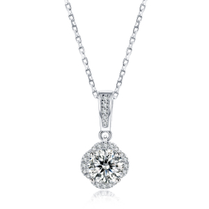 Cadeau d'anniversaire 925 Sterling Silver Plaqué 14K Platinum Moissanite Collier