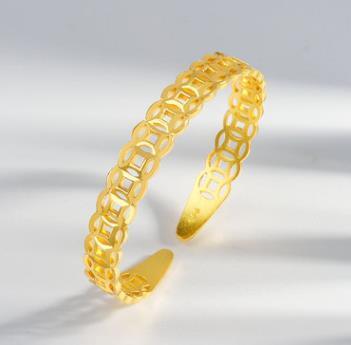 Bracelet à boucle en laiton véritable 24 carats