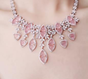 Collier Quartz Rose Classique 925 Argent Bijoux Exquis Cristal Gem Collier De Luxe