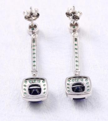 Boucles d'oreilles en moissanite plaquées en argent sterling 925 avec gemme bleue