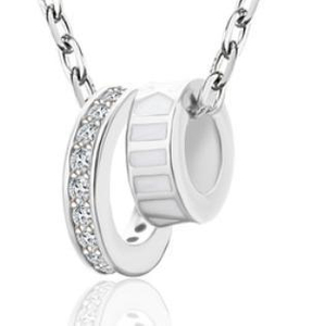 Collier Tempérament Simple Femme Argent Sterling Incrusté Diamant Classique Double Anneau Géométrie Pendentif