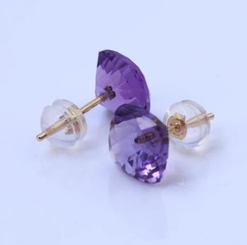 Boucles d'oreilles carrées violettes Boucles d'oreilles carrées en argent sterling 925 plaqué or