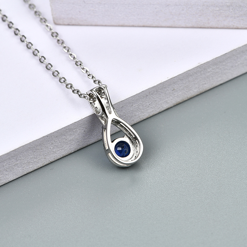 Blue Sapphie Sterling Silver Pendants Women Party Silver Jewelry Créé Saphir Casual Style Collier