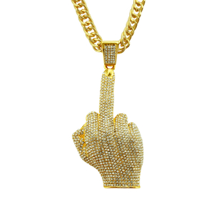 Hip Hop Moyen Doigt Collier Pendentif Bijoux De Mode