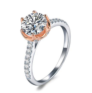 Bague de fiançailles Moissanite de couleur D en diamant massif cultivé en laboratoire