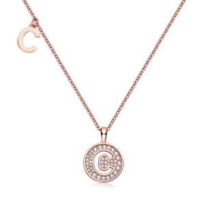 Série alphabétique C Lovely collier en or rose