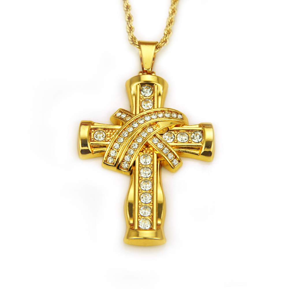 Collier Pendentif Croix Stéréoscopique Hip Hop