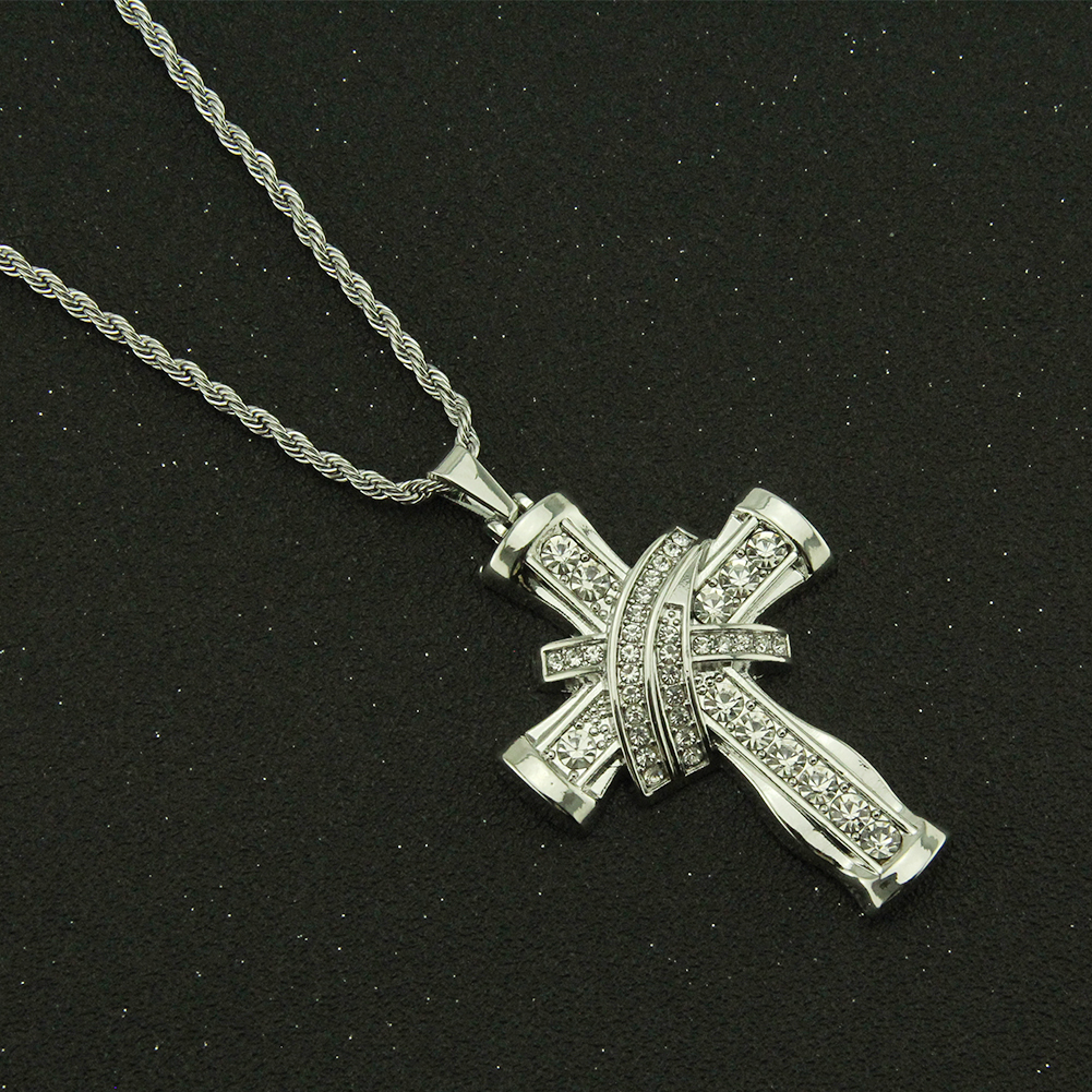 Collier Pendentif Croix Stéréoscopique Hip Hop