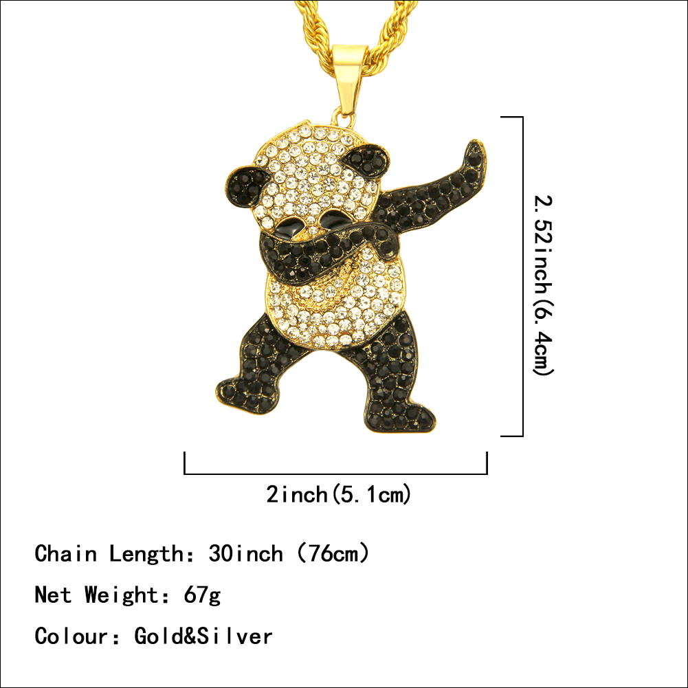 Hip Hop Mignon Rock Panda Collier Pendentif