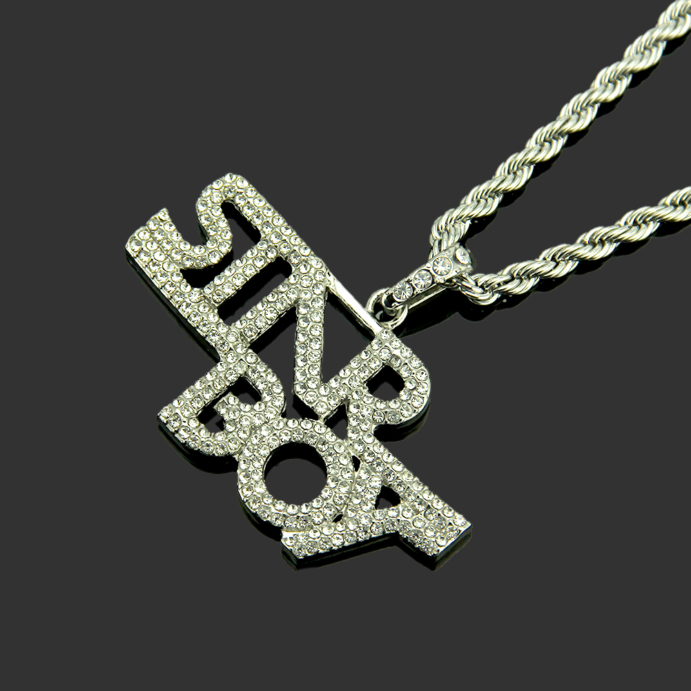 Collier Hip Hop Lettre Pendentif Cristal Étoile Garçon