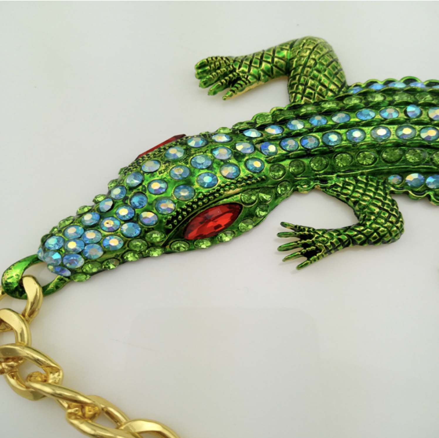 Collier Pendentif Crocodile Vert Halloween Style Hip Hop