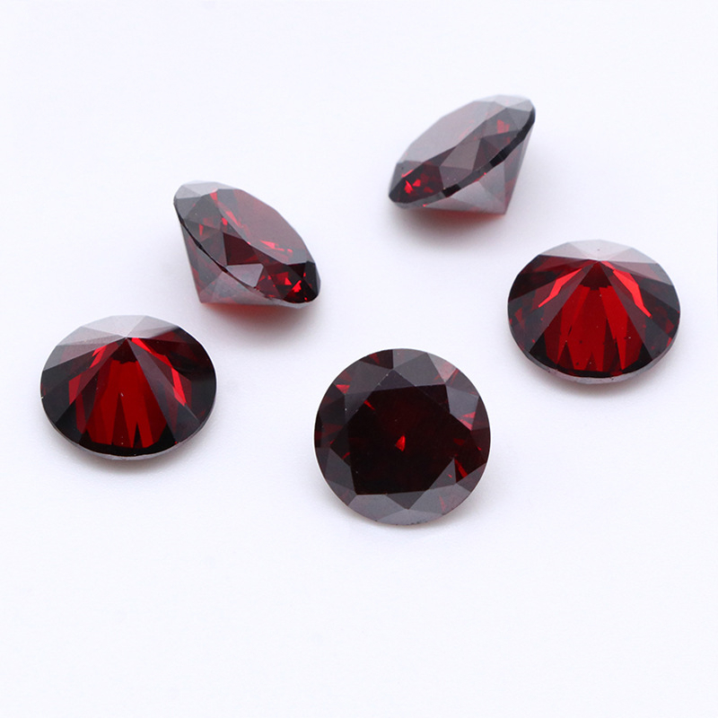 Grenat rouge zircon cubique section ronde pierre assortie